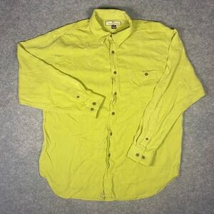 Tommy Bahama Button Down Shirt Mens L Lime Green Striped Silk Long Sleeve